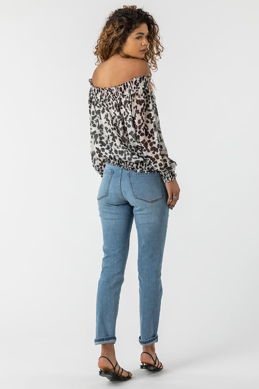 Animal print bardot top clearance