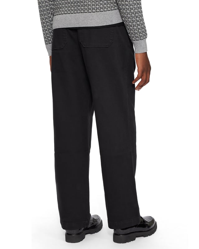 Ted Baker Orb Wide Leg Pleated Denim Chino, Black