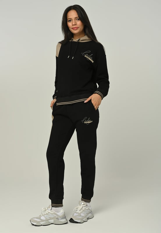 Tom Barron Damen Bedruckter gerippter Trainingsanzug-Set Lady Boss