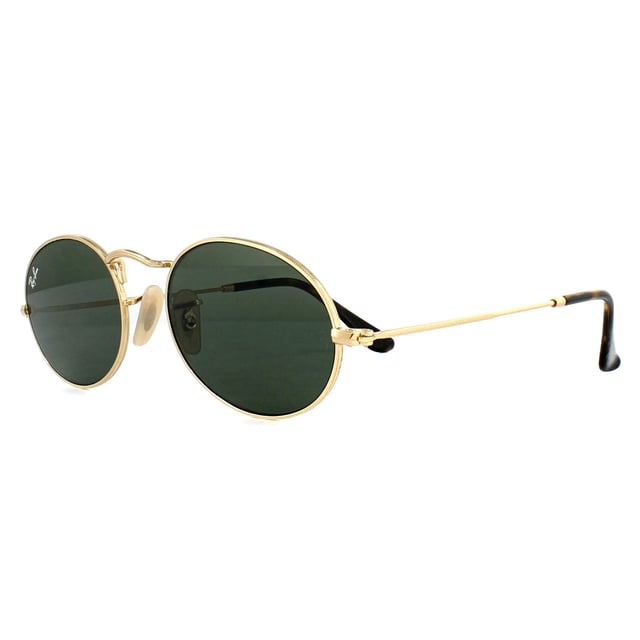 Ray-Ban Sunglasses Oval 3547N 001 Gold Green G-15 the classic round has been given an update with cool flat lenses and a more oval shape that John Lennon would have been proud of. Acetate temple tips and the usual Ray-Ban details complete the look..