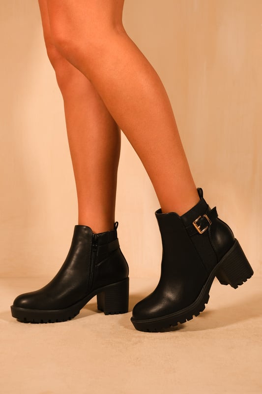 Where s That From Womens Kali Mid Block Heels With Buckle Detail