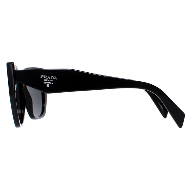 Prada Square Womens Black Dark Grey PR19ZS  Sunglasses are a modern design made of high-quality acetate material that ensures durability and comfort. The temples are adorned with the iconic Prada logo, adding a touch of sophistication. These sunglasses are perfect for any occasion, whether it's a day out in the sun or a night out on the town.