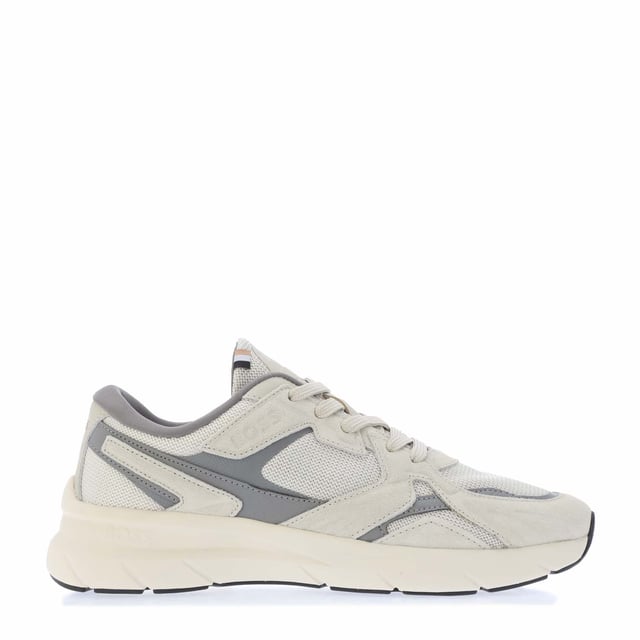 Mens BOSS Owen Running Trainers in beige.- Nylon upper.- Lace closure.- Branding to side  sole and insole.- Cushioned footbed.- Rubber sole.- Ref: 50504238282