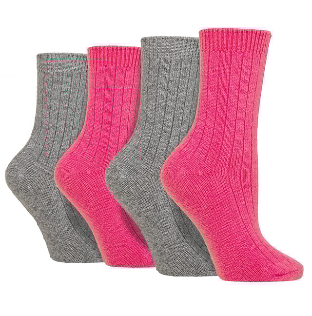 These ladies’ Wildfeet Cashmere Socks are the socks of luxury and comfort. Made from a blend of natural wool, viscose, and cashmere, they are designed to provide warmth and cosiness throughout the day, whether you're running errands or relaxing at home. These socks offer the perfect balance of luxury and practicality with a blend of wool, viscose, and cashmere. The soft and comfortable material provides warmth and insulation to keep your feet cosy in the cold weather while also being breathable and moisture-wicking. The combination of fibres makes these socks more durable, ensuring long-lasting wear, while the ribbed leg enhances comfort. The crew length and medium gauge thickness make them a good choice for any leisure shoes or boots, adding a touch of comfort to any outfit. These 4 pairs of Wildfeet Cashmere Socks come in 2 gift boxes and attractively wrapped with a satin ribbon bow, which makes them ideal for gifting to friends or family. Maybe even a last minute Christmas present or stocking fillers? Wild Feet is a range of socks featuring cool designs, bold colours and quirky catchphrases - from pugs and penguins, to lions and llamas! Choose from a range of styles for men and ladies, from dress to trainer socks. There are even some sporty styles available! There are 14 colours to choose from. They come in one size Ladies 4-8 UK, are made from 37% Wool, 27% Viscose, 24% Polyamide, 11% Cashmere, 1% Elastane and are machine washable.