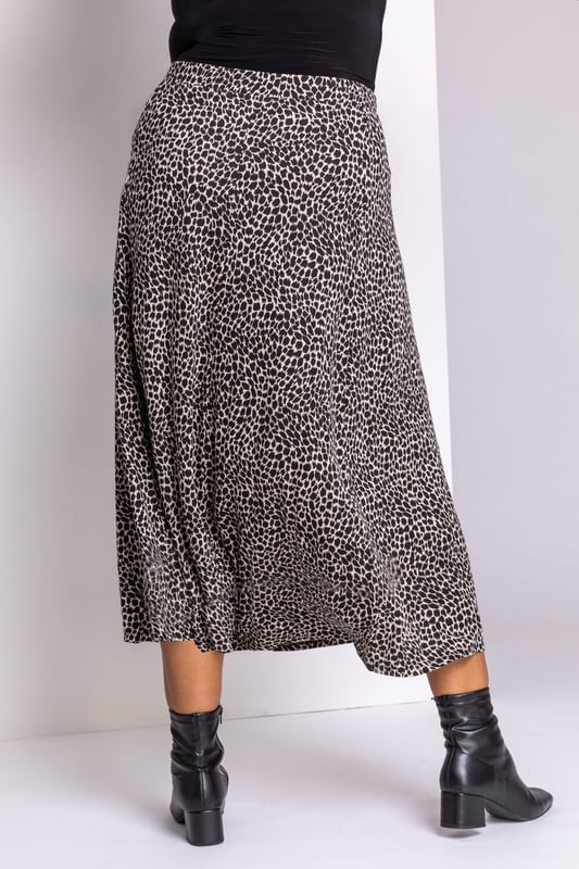 Curve Animal Print Midi Skirt