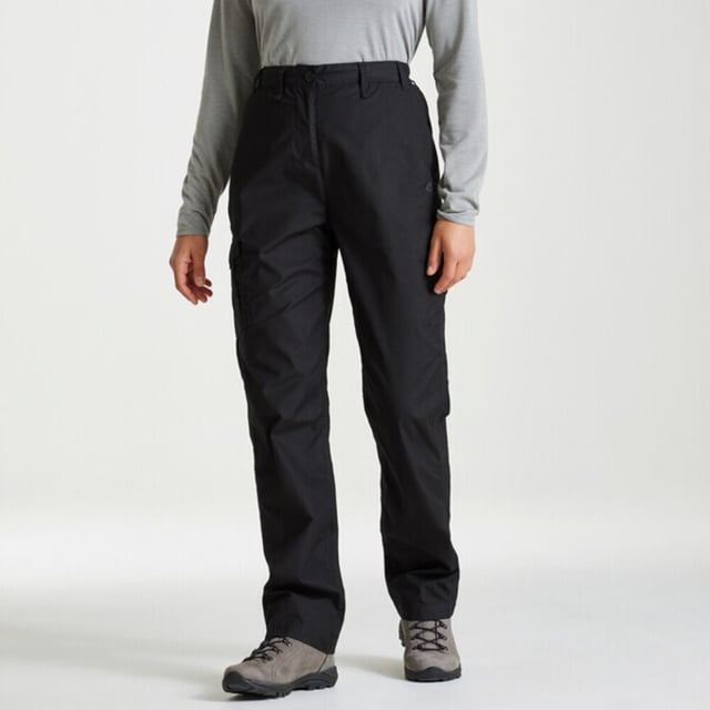 65% Recycled Polyester, 35% Cotton. Fabric: Peached. 160gsm. Design: Plain. Fastening: Button. Belt Loops, Heel Tape, Logo, Splashproof, Zip Fly. Fabric Technology: Durable, DWR Finish, EcoShield, Insect Repellent, NosiDefence, Sun Protective. Pockets: 2 Side Pockets, 1 Cargo Pocket, 1 Back Pocket. Waistline: Part Elasticated. Sustainability: Better Cotton Initiative. Sun Rating: UPF 40+.