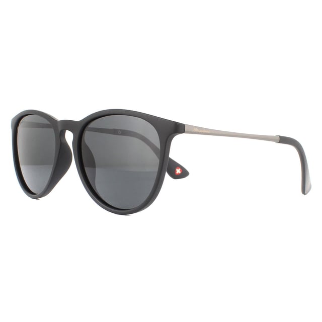 Montana Sunglasses MP24 Black Black Smoke Polarized are a lightweight, oval style frame which are designed with all day comfort in mind. The durable plastic and metal frame have a contemporary appearance, yet classic shape which means they will look great across a wide range of face shapes and sizes. These Montana designer sunglasses have aspheric, polarized lens technology, exceptional for a frame of this price.