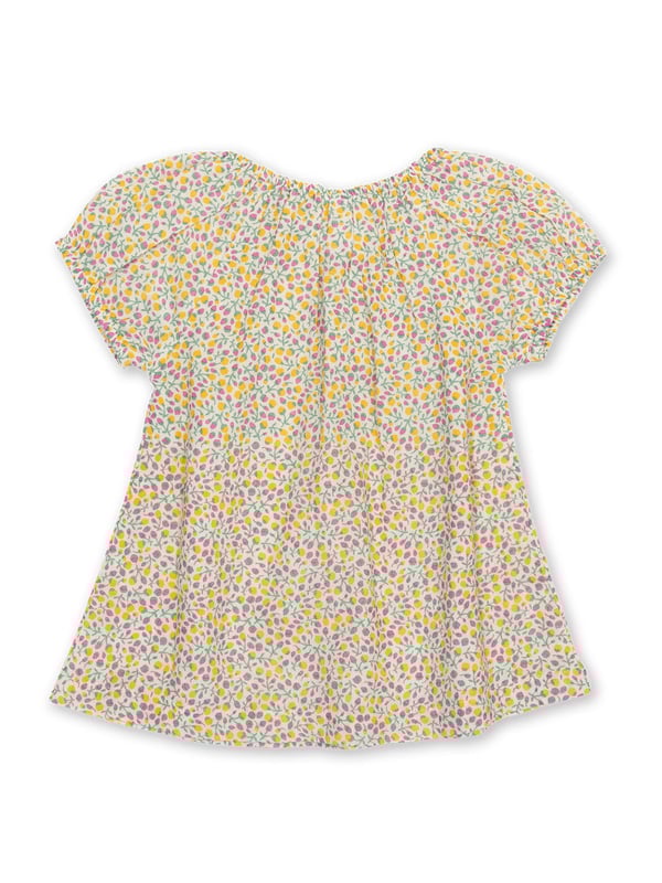 100% organic cotton | Proud to be certified to the Global Organic Textile Standard (GOTS) | Little bud all-over print | Double layer muslin fabric | Short sleeved | Elasticated neckline and cuffs | Made in India | Machine washable at 40 degrees, or at 30 degrees to be kinder to the planet