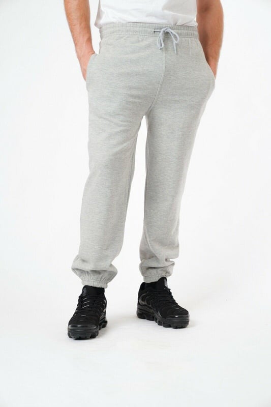 Mens Plain Cuffed Joggers With Zip Pockets In Grey