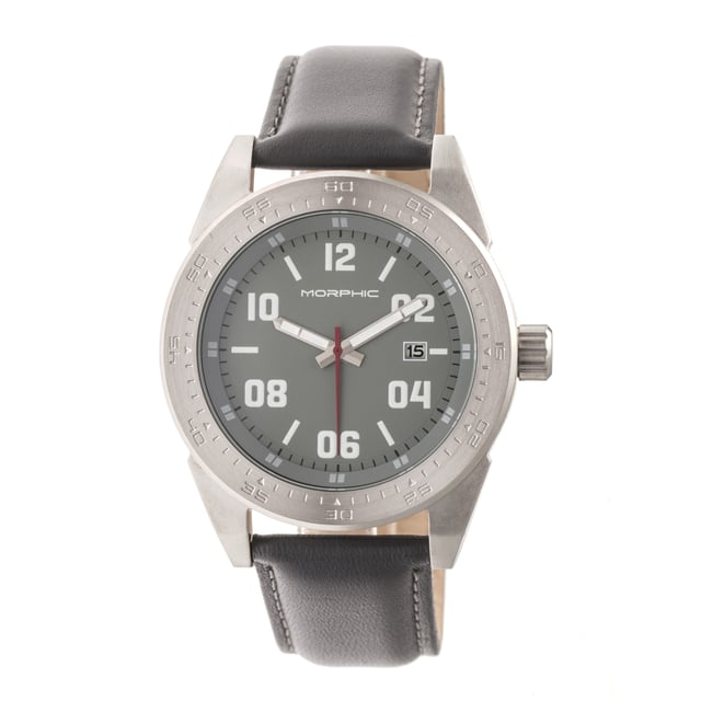 316L Surgical-Quality Stainless Steel Case, Precision Japanese Quartz Movement, Non-Glare Scratch-Resistant Mineral Crystal, Genuine Padded Leather Strap, Logo-Engraved Stainless Steel Clasp, Date Indicator, 44mm Case Diameter, 5ATM Water Resistance.