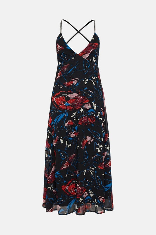 Asos design strappy midi dress in delicate floral embellishment clearance