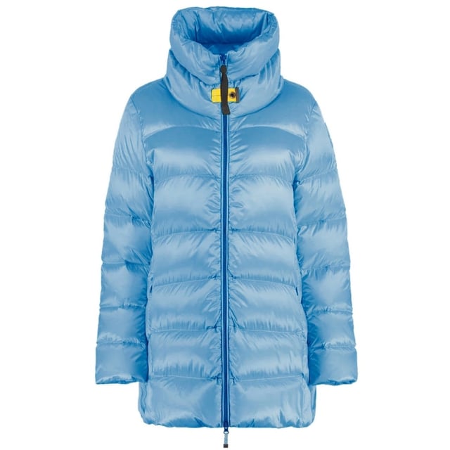 Chaqueta de plumon azul Parajumpers, dos bolsillos delanteros ocultos con cremallera, parche PJS en la manga izquierda, chaqueta de plumon 100% poliamida, 100% plumon de pato