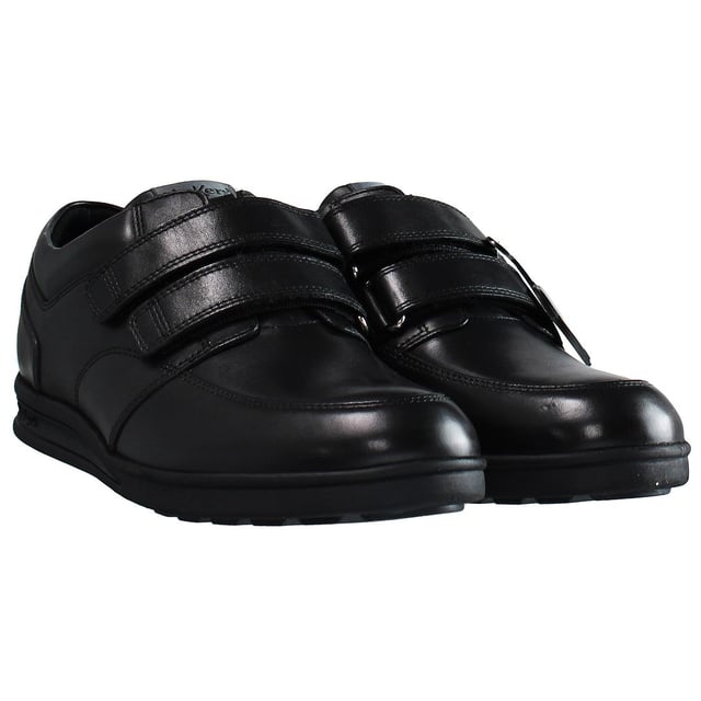Patadas Troiko Strap Up Black Smooth Leather Mens Zapatos 1_14138