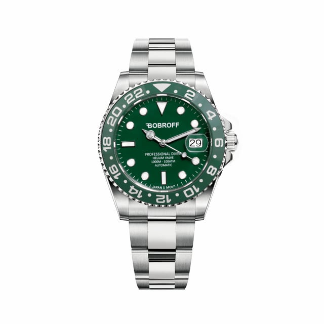 Bobroff BF0005 - Unisex Uhr Automatisch aus Edelstahl• Material: Edelstahl• Glas: Saphir• Armband: Edelstahl• Farbe: Silber Grün• Wasserbeständigkeit: 1000 m (100 ATM)• Gehäusegröße: 41 mm