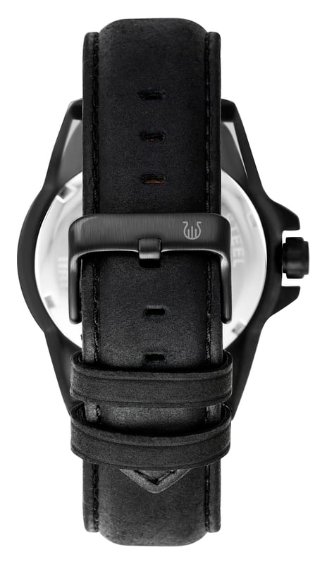 This Orphelia Eddington Multi Dial Watch for Men is the perfect timepiece to wear or to gift. It's Black 44 mm Round case combined with the comfortable Black Genuine Leather watch band will ensure you enjoy this stunning timepiece without any compromise. Operated by a high quality Quartz movement and water resistant to 3 bars, your watch will keep ticking. SOPHISTICATED DESIGN: ORPHELIA Eddington Multi dial watch with a Miyota Quartz movement includes a Date and 24-hour display and has an expensive leather strap. This watch features Luminous Hands & Numerals. Wear this Special designed watch daily as a polished yet functional finish PREMIUM QUALITY: By using high-quality materials  Glass: Mineral Glass  Case material: Stainless steel  Bracelet material: Leather - Water resistant: 3 bars COMPACT SIZE: Case diameter: 44 mm  Height: 12 mm  Strap- Length: 22 cm  Width: 20 mm. Due to this practical handy size  the watch is absolutely for everyday use-Weight: 88 g