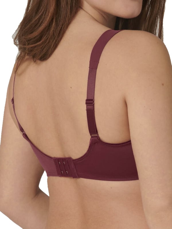 Triumph Essential Minimiser Bra. Makes bust look one size smaller with lightweight, firm shaping wires. The product is recommended as hand-wash only..
