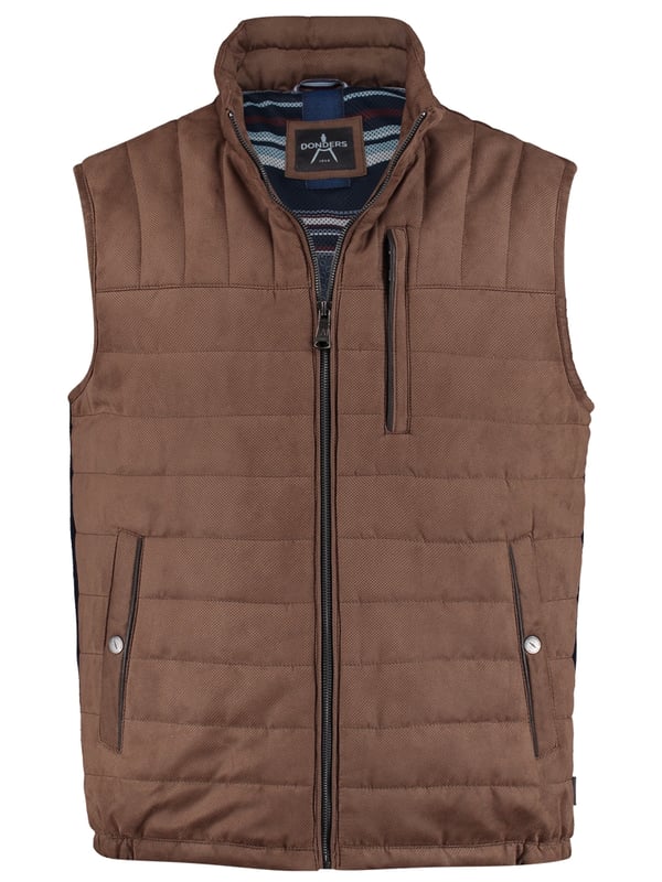 KOMFORTABEL UND STYLISH BODYWARMERA body warmer kann als Weste oder Jacke ohne Ärmel gesehen werden, die gerade wegen dieses Designs große Bewegungsfreiheit bietet. Der modische Artikel schützt den Oberkörper vor den kalten Tagen im Herbst und Winter. Dieser Bodywarmer der Marke Donders 1860 besteht aus 100 % Polyester, wodurch der Bodywarmer angenehm zu tragen ist und sich reibungslos bewegt. Der Bodywarmer ist in den Farben Antilope, Walnuss, Olivgrün und Himmelblau erhältlich.