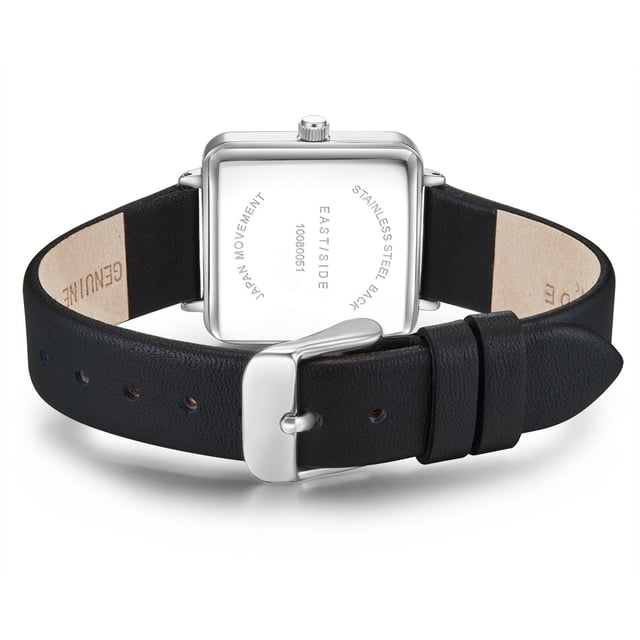 Do you love an urban lifestyle? Then you will fall in love with this women's wristwatch of the Eastside watch label. Based on the flair of the New Yorkes district of the same name, she relies on stylish noblesse. The striking angular dial, which is framed by a cool silver -colored bezel. The dial design is deliberately simple with a barnice and filigree sticker. A soft leather bracelet with a thorn lock makes the noble women's watch a wrist flatterer. The accessory makes no compromise on the interior: a precise quartz clock and a screwed stainless steel housing floor ensure durability.