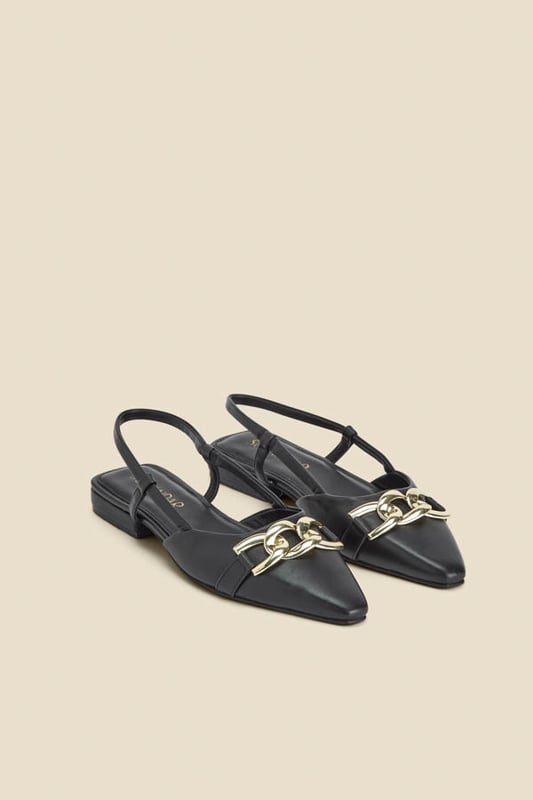 REASONS TO BUY:

Treat your feet
Softly pointed toes for a sleek silhouette
Elevated withe a luxe gold trim
Slingback style makes them perfect for summer
Style with tailoring for the 9-5
Wear with jeans and a blazer on weekends