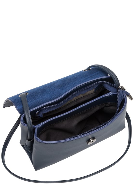 Grab this wardrobe MUST-HAVE and dress it up or go casual. The Cindi cross-body, made from unlined PU, is the perfect hands free option for ultimate style. The flap over fastening opens to reveal an added zip to keep all your essentials safe! Features: , Unlined smooth PU, Claudia Canova blind debossed logo, Flapover front with magdot fastening, Zip top opening, Two internal compartments, Gunmetal hardware, Gunmetal studded feet Style Ref: 84385 NAVY