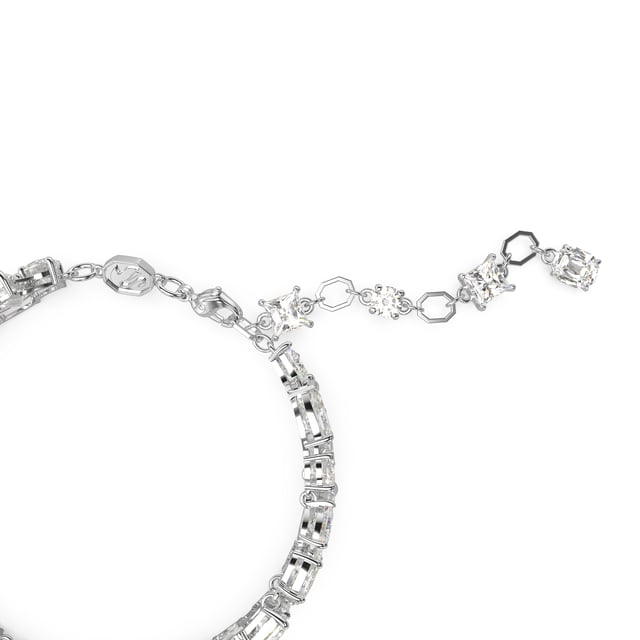 This dazzling Bracelet for Women from Swarovski is the perfect gift to spoil yourself or a loved one. The Bracelet is made out of Base Metal, colored Silver at Length: 19.5 cm weighing in at  grams with a Width of 1.4 cm at its widest point. The Swarovski 'Mesmera' Women's Base Metal Bracelet - Silver 5669927 is delivered in a stunning gift box and carries a two year warranty.