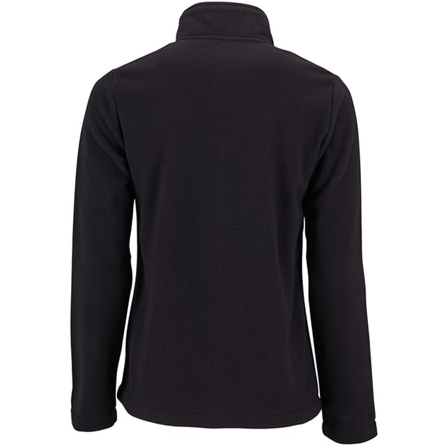 Womens fleece jacket. Unlined. Shaped fit. Full length zip. Two front zip pockets. Open cuffs and hem. 100% polyester.