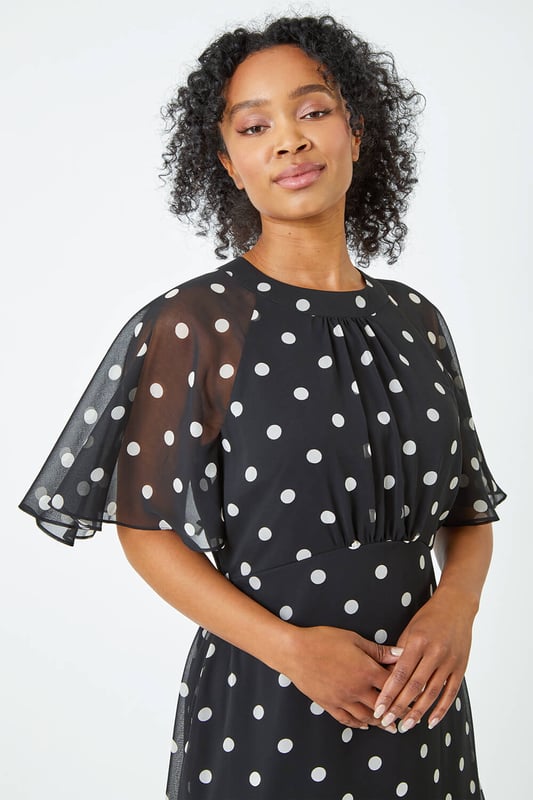 Polka dot midi dress petite top