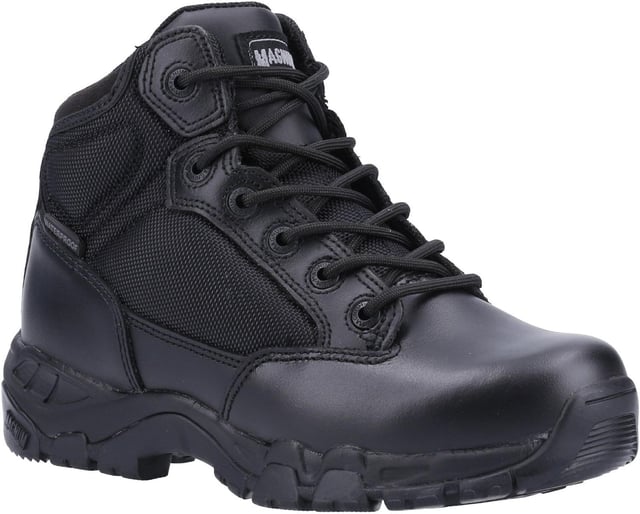 These waterproof patrol boots are built for performance and protection in tough environments. Equipped with a waterproof and breathable bootie membrane, they ensure your feet stay dry and comfortable. The durable leather upper, combined with hard-wearing breathable mesh panels, offers durability and ventilation, while padded ankle pads provide added protection.
For maximum comfort and shock absorption, the boots feature an M-P.A.C.T Response insole, along with a padded collar and tongue. The non-metallic composite hardware is scanner-safe, and the high-traction rubber outsole delivers exceptional grip in all conditions. Fast-wicking lining ensures moisture management, and the EVA midsole offers underfoot cushioning for all-day comfort.
Tested and certified to European Standard EN ISO 20347:2012 O1 FO WR SRA, these patrol boots are designed to provide reliable waterproof protection, comfort, and slip resistance

- Leather upper

- Full lace closure

- Waterproof membrane

- Padded heel and ankle collar

- Comfort footbed

- Highly tractioned outsole

- Magnum branding throughout