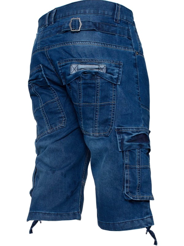Enzo Mens Cargo Combat Denim Shorts