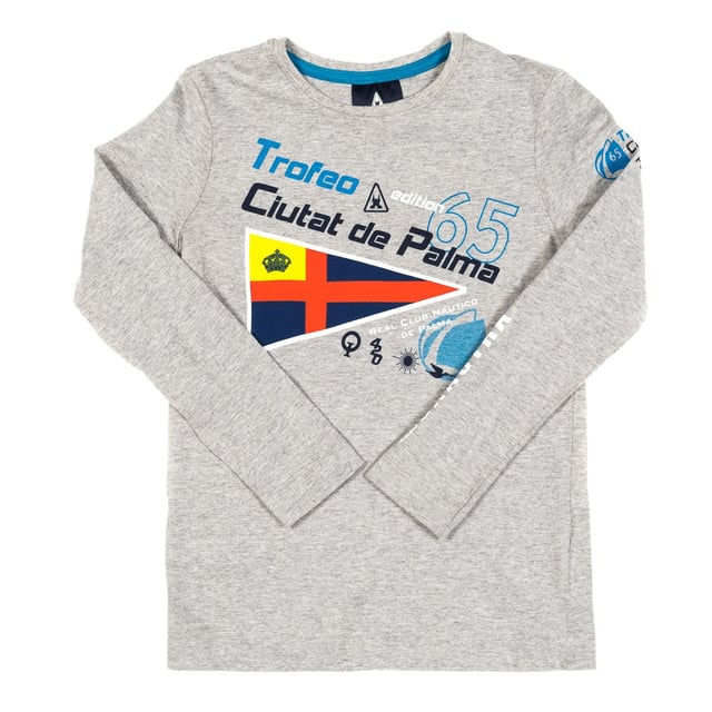 Camiseta de manga larga.
Color Gris
Cuello redondo con acabado acanalado.
Estampado de la marca en el frontal y en las mangas.
Costuras vistas a tono.

Composición:  100% Algodón

Lavar a mano.
- No usar lejía.
- No planchar.
- No usar secadora.
- No lavar en seco.