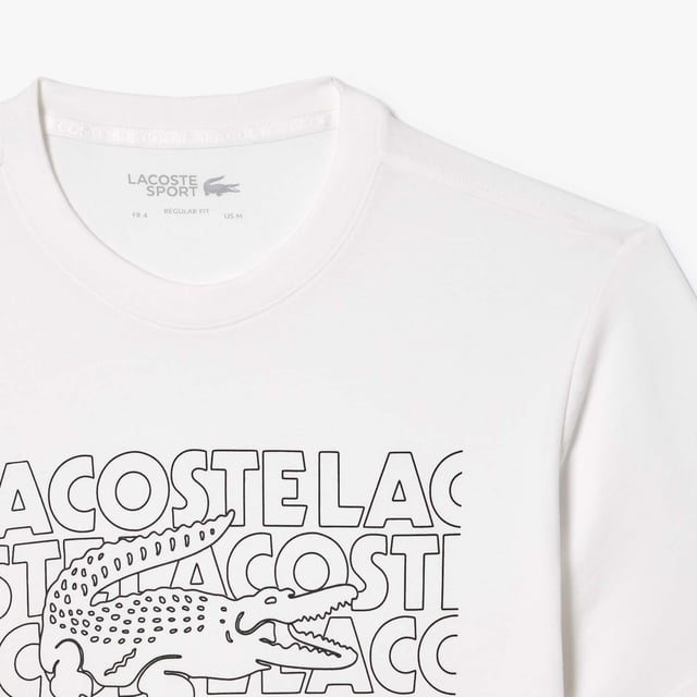 Mens Lacoste Sport Ultra-Dry Printed Sport T-shirt  Organic cotton  Regular fit  straight cut  Crew neck Print on front Silicone crocodile on front