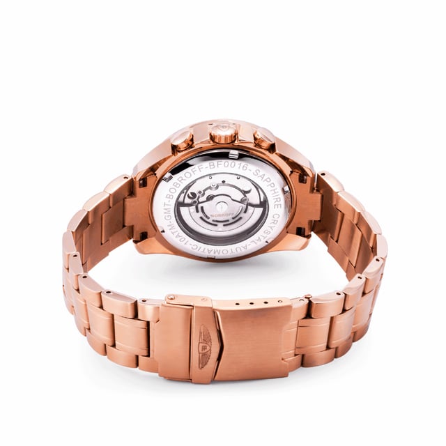 Bobroff BF0016V2 - Reloj para hombre automático acero inoxidable• material: acero inoxidable• cristal: saphir• pulsera: acero inoxidable• correa: oro rosado• resistencia al agua: 100 m (10 ATM)• tamaño de la caja: 42 mm