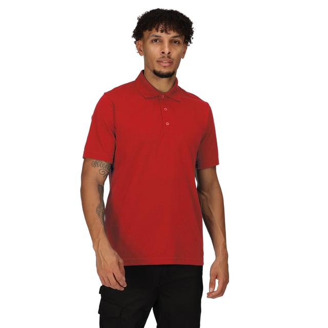 65% Polyester, 35% Cotton. Fabric: Pique. Design: Plain. Neckline: Polo Neck, Turn Down Collar. Sleeve-Type: Short-Sleeved. Fabric Technology: Hardwearing. 3 Button Placket.