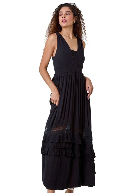 chinese dress ladies Catherines Women's Plus Size Petite Shirred Lace Flounce Dress main image 1