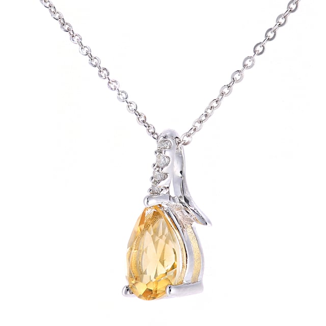Oro Blanco 9K (375): 1.055gr; # Diamante: 0,02 ct; # Citrino: 0.65ct