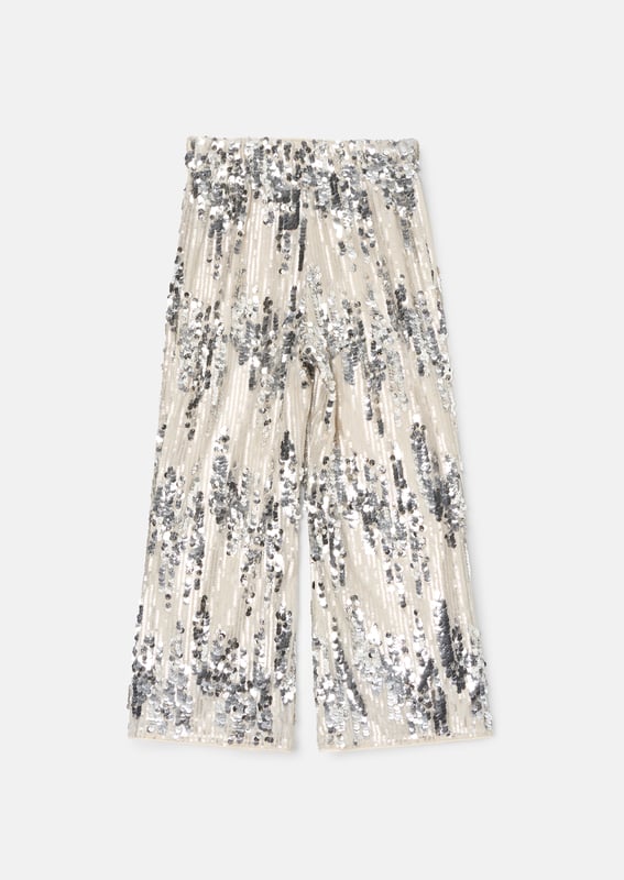 Add a touch of sparkle to your party plans with these sequin-adorned trousers in a mix of   and nude sparkle. Designed with a wide-leg cut. our pull on sequin trousers are the ultimate blend of comfort and pizazz!.