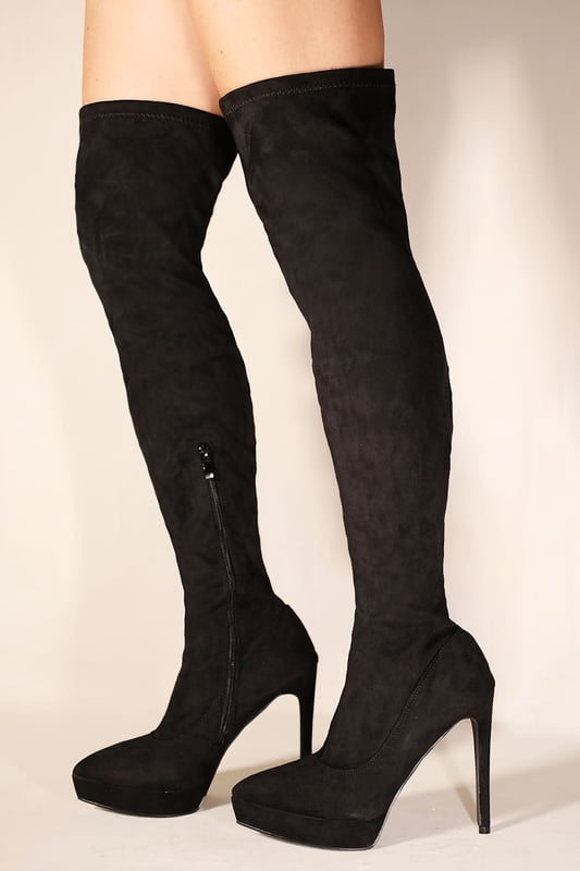 Where's That From Womens 'Veena' Pointed Toe Knee High Heel Platform Boots These boots will make you feel like a million bucks. You won't be able to walk around your house or down the block without catching people's attention. The style is sleek and sexy, bringing elegance to any outfit. These booties will get your feet warm and cozy but also show off that elegant, COMFY silhouette.