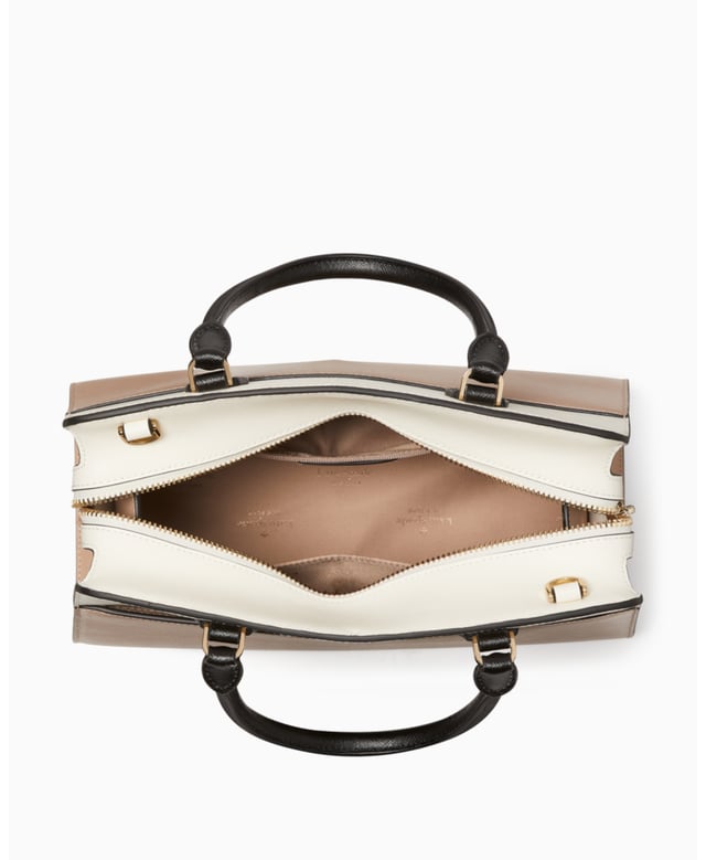 Madison Colorblock Saffiano Leather Medium Satchel, Back Zip And Front Slip Pocket, Front Slip Pocket,  Length: 14.00 Cm,  Width: 23.00 Cm,  Height: 30.00 Cm