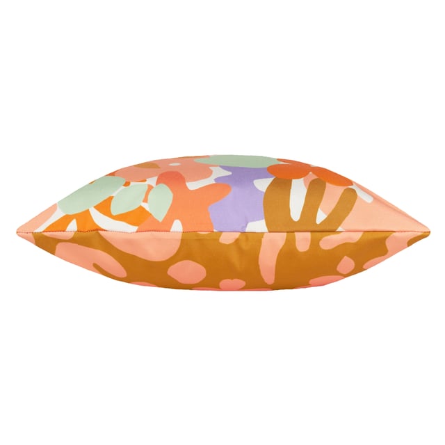This fun outdoor cushion, features bold, funky floral shapes, inspired by modern abstract art, but with a retro twist. The design is set against a fresh neutral background and printed on UV, water resistant Polyester. On the dual toned reverse, the abstract floral shapes have a solid ochre gold background, giving you an amazing alternative style option. Why not match with our Amelie digitally printed outdoor rug to add instant happiness to your patio, balcony, or terrace!
