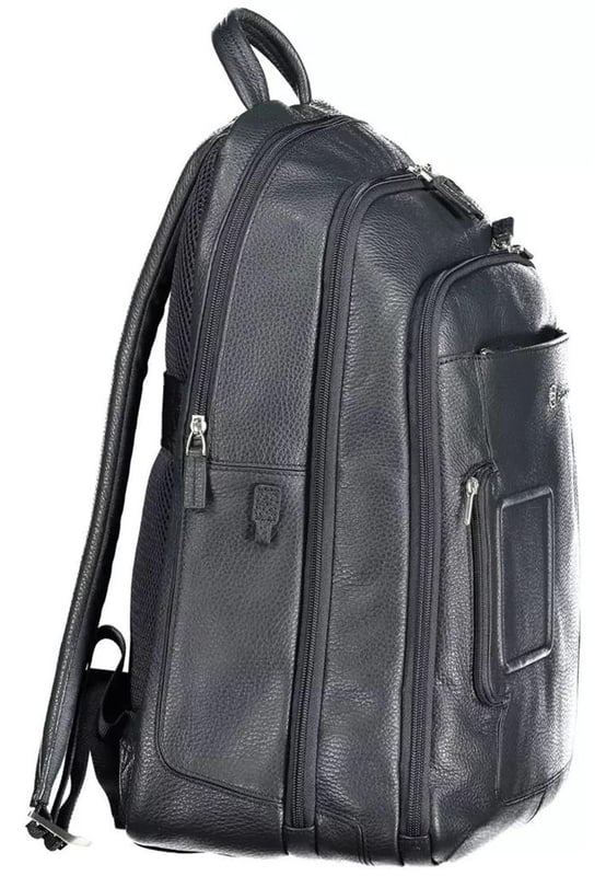 Blue Leather Backpack
  1 handle
  Adjustable shoulder straps
  3 external pockets
  1 laptop compartment
  1 internal pocket
  1 compartment with document and pen holder spaces
  Contrasting details
  Zip closure
  Logo
  Suitable for men
Material: 100% Leather