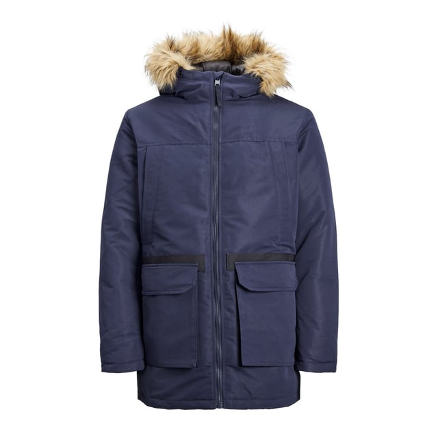 Con la parka de Jack & Jones estarás perfectamente equipado para los días de invierno. Esta parka te protege del viento y de las inclemencias del tiempo, ya que es repelente al agua y tiene una capucha desmontable con piel sintética. Te mantiene bien abrigado, ya que está confeccionada con un tejido grueso y forrada con falso plumón. Te da un aspecto moderno, ya que tiene una manga larga clásica y puños de tormenta que garantizan un ajuste ceñido. Ofrece mucho espacio de almacenamiento, ya que tiene bolsillos laterales con cremallera, un bolsillo interior y dos bolsillos adicionales. Tiene una cremallera completa y puños de canalé para un cierre seguro. Es cómoda de llevar, ya que está confeccionada con materiales de alta calidad. La parka Jack & Jones es una parka elegante y funcional que combina con cualquier conjunto.