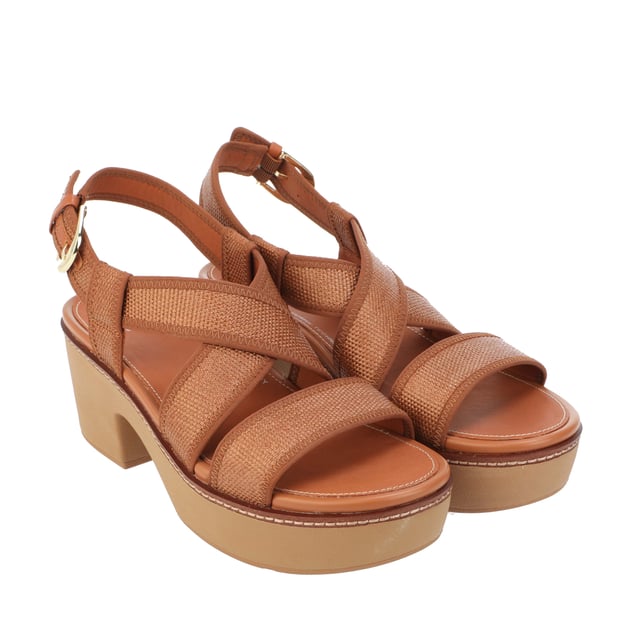 Women s Fit Flop Pilar Straw Raffia Platform Sandals in Tan