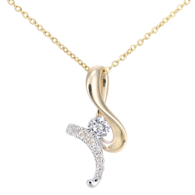 9K (375) Yellow & White Gold: 1.345gr; # Diamond: 0.15ct; # Dimension: 46cm x 1.7cm x 0.6cm