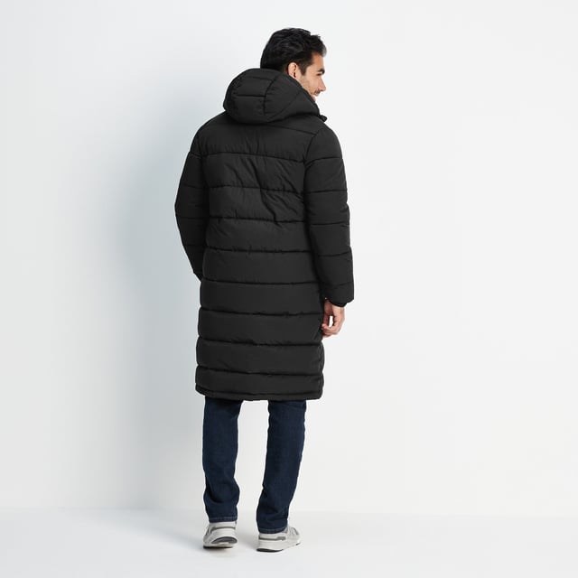 Langrick is a super stylish and functional men's padded jacket with a bit of added length, making it both a practical and on-trend option for colder months. Keeping you cosy with its padded baffles and full-length covered zip, as well as a high performance recycled insulated filling, this heavy men's jacket is perfect for low temperatures and high wind. Super robust, you can count on this jacket to deliver season after season, make it a great long-term addition to our existing outdoor kit. An insulated hood with adjustable toggles also ensures chilly wind is kept out as you explore the great outdoors.