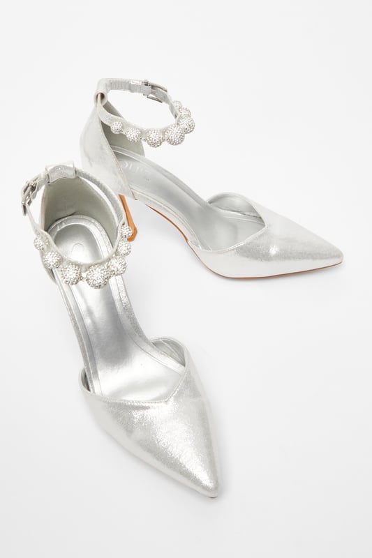 Silver Diamante Ball Court Heels