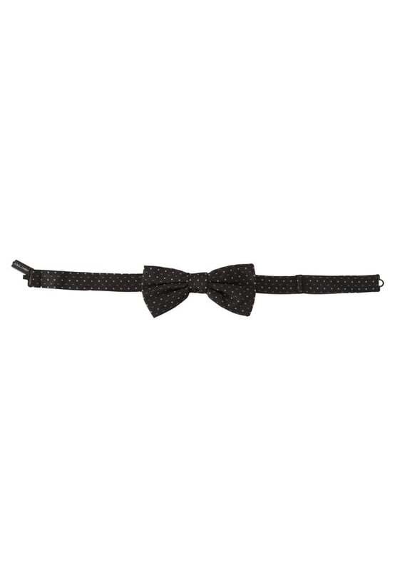 100% Authentic Dolce & Gabbana Silk Bow Tie
  Color: Black and Gray Polka Dot
  Model: Tied
  Material: 100% Silk
  Adjustable length neck strap one size
  Made In Italy
  Width: 6cm
Material: 100% Silk