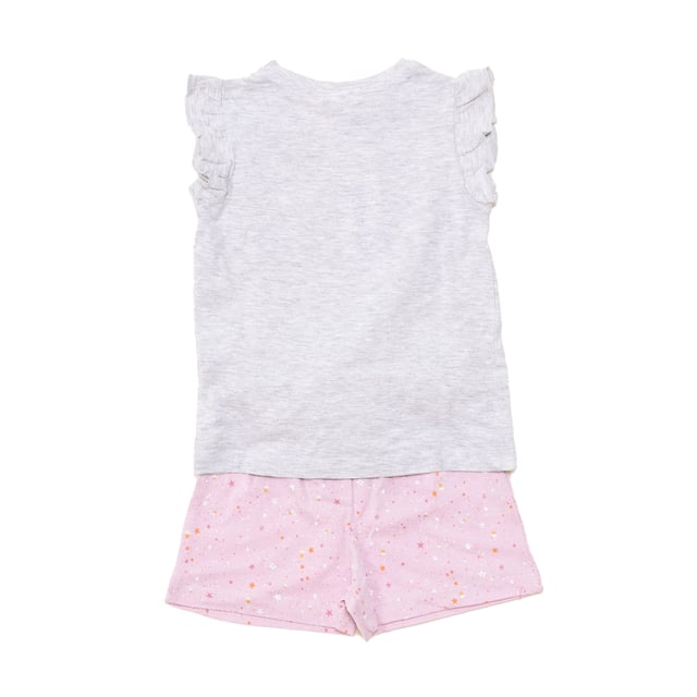 Short summer pajamas for girls from the Tobogan brand.
 Pajamas in cotton fabric consisting of two pieces, t-shirt and pants.
 Soft and breathable fabric.
 Short-sleeved T-shirt with central print.
 Round neck.
 Printed shorts.
 Elastic waist with adjustable drawstring for greater support.
 Seams seen in tone.
 Composition: T-shirt: 100% Cotton; Pants: 100% Cotton.
 Care:
Machine wash maximum at 30º.
 Do not use bleach.
 Do not use dryer.
 Iron maximum at 110º.
 No dry cleaning.
 Use neutral detergents.
 Do not squeeze.
 Dry on the shadow.