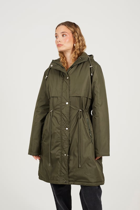 Khaki Shower Resistant Padded Parka Jacket