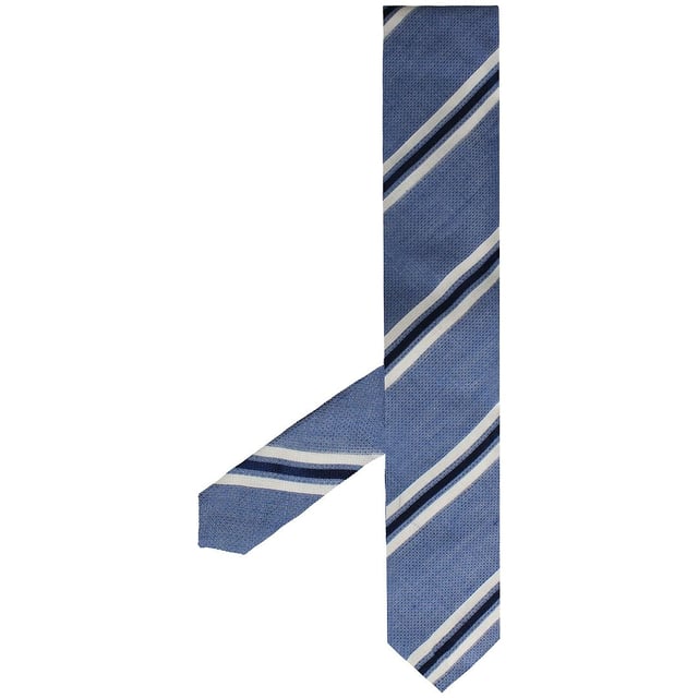 Hackett London Printed Novelty Stripe Men's Blue Tie – a distinctive accessory that adds a dash of personality and charm to your formal and semi-formal outfits. This tie is a testament to Hackett London's dedication to quality and style. Here are the key features of this unique and eye-catching accessory:

 Premium Quality:  Crafted with meticulous attention to detail, this tie is made from high-quality materials, ensuring it not only looks great but also stands the test of time. Hackett London is renowned for its commitment to quality craftsmanship.

Printed Novelty Stripe Pattern:  The tie features an eye-catching novelty stripe pattern. These playful and unconventional stripes add a touch of character and individuality to your ensemble, making it suitable for events where you want to stand out.

Shades of Blue:  The tie incorporates various shades of blue, creating a harmonious and pleasing color palette that complements a range of shirt and suit colors. Blue is a versatile and universally flattering color choice.

Standard Width:  The tie boasts a standard width that strikes the perfect balance between classic and contemporary, ensuring it suits various shirt collars and lapel styles.

Durable Construction:  Hackett London's commitment to quality craftsmanship extends to its ties. This tie is expertly crafted, ensuring its longevity and resilience against wear and tear.

Versatile Styling:  Whether you're attending a wedding, a formal dinner, or simply want to inject some personality into your work attire, this blue tie is a versatile accessory that adds character and charm to your look.

Easy to Knot:  The tie's medium thickness and quality construction make it easy to tie various knots, allowing you to customize your look to suit your style and the occasion.