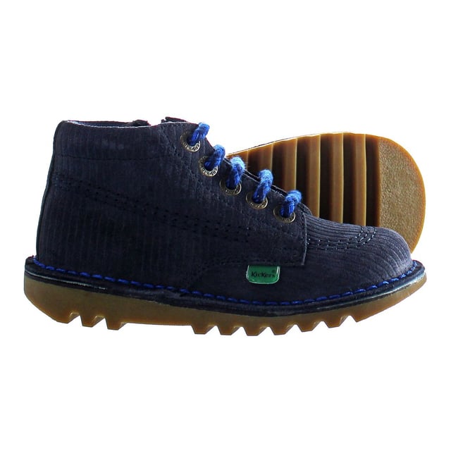 Kickers Kick Hi Lace-Up Botas para niños de piel lisa azul 1 15911